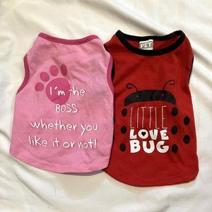 2 PET SPIRIT Small Dog Tshirt vests Pink & Red(various sayings) sz Sm preowned